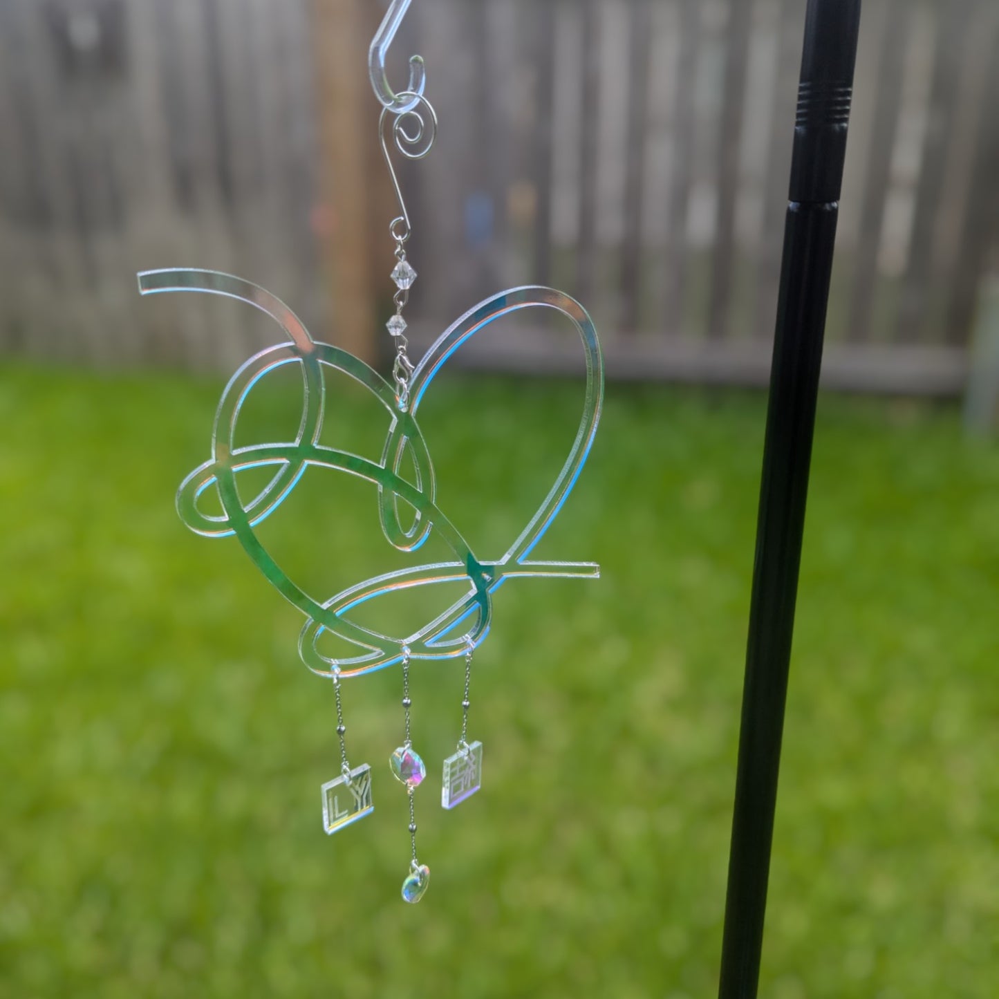 Heart shaped Suncatcher with 3 dangles.