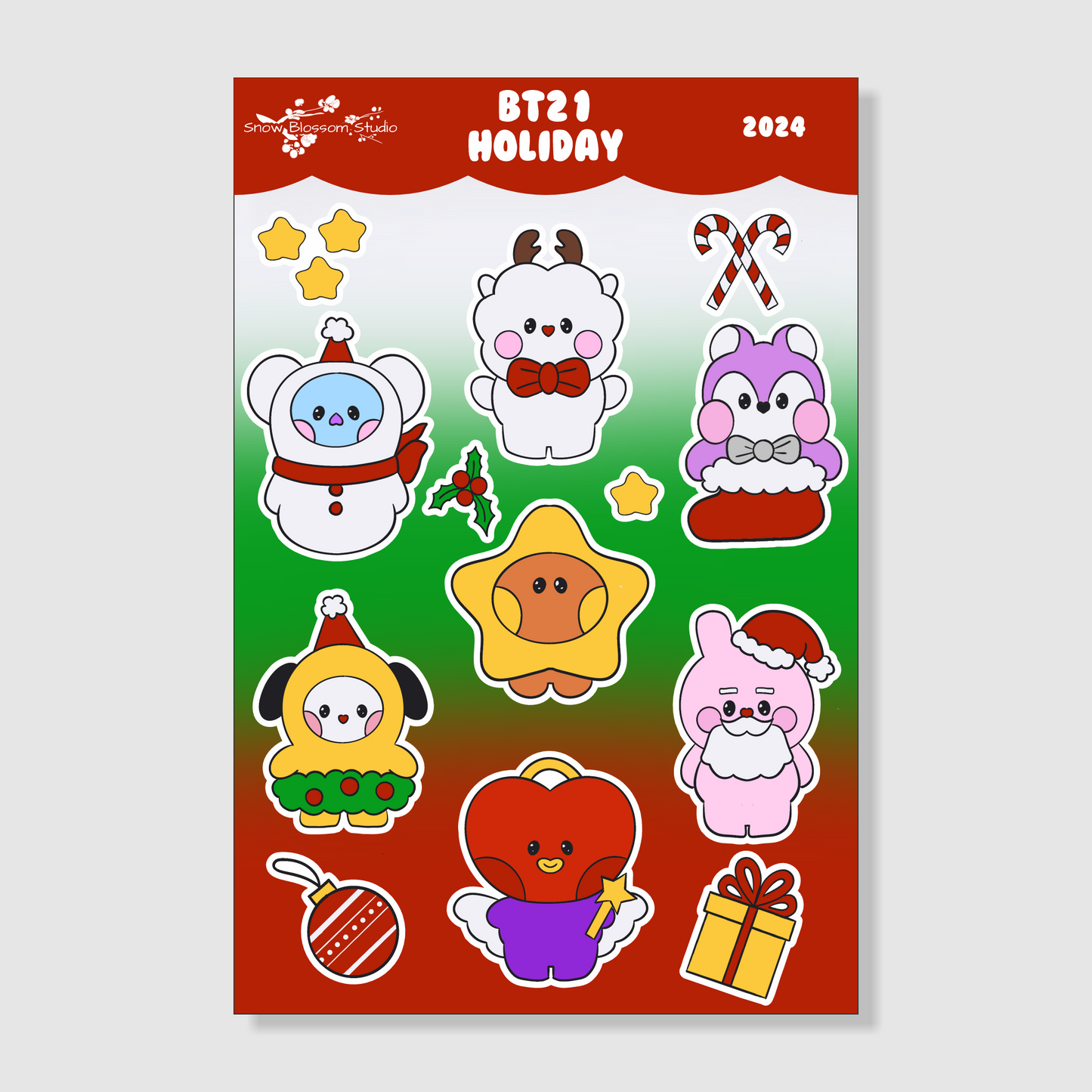 BT21 Holidays Sticker Sheet