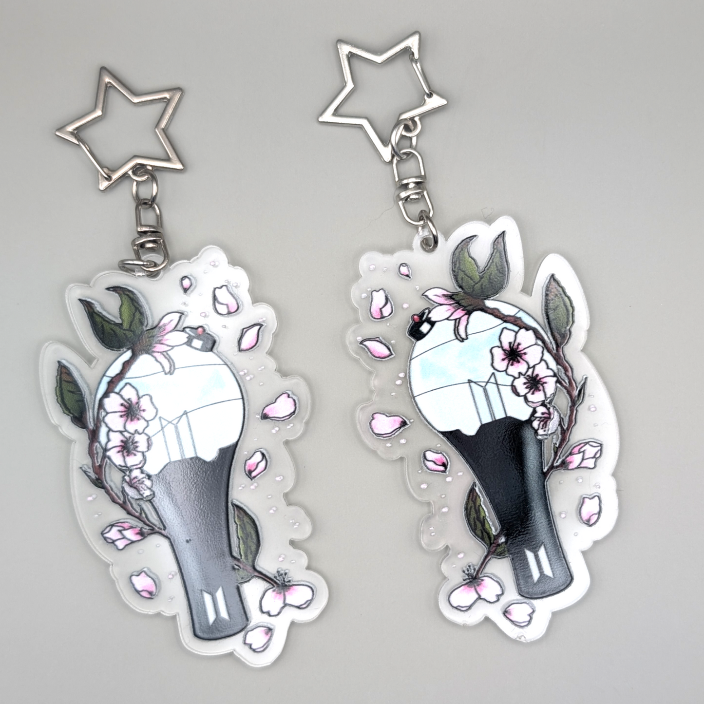 BTS Lightstick drawing with cherry blossoms, make the keychain. 
