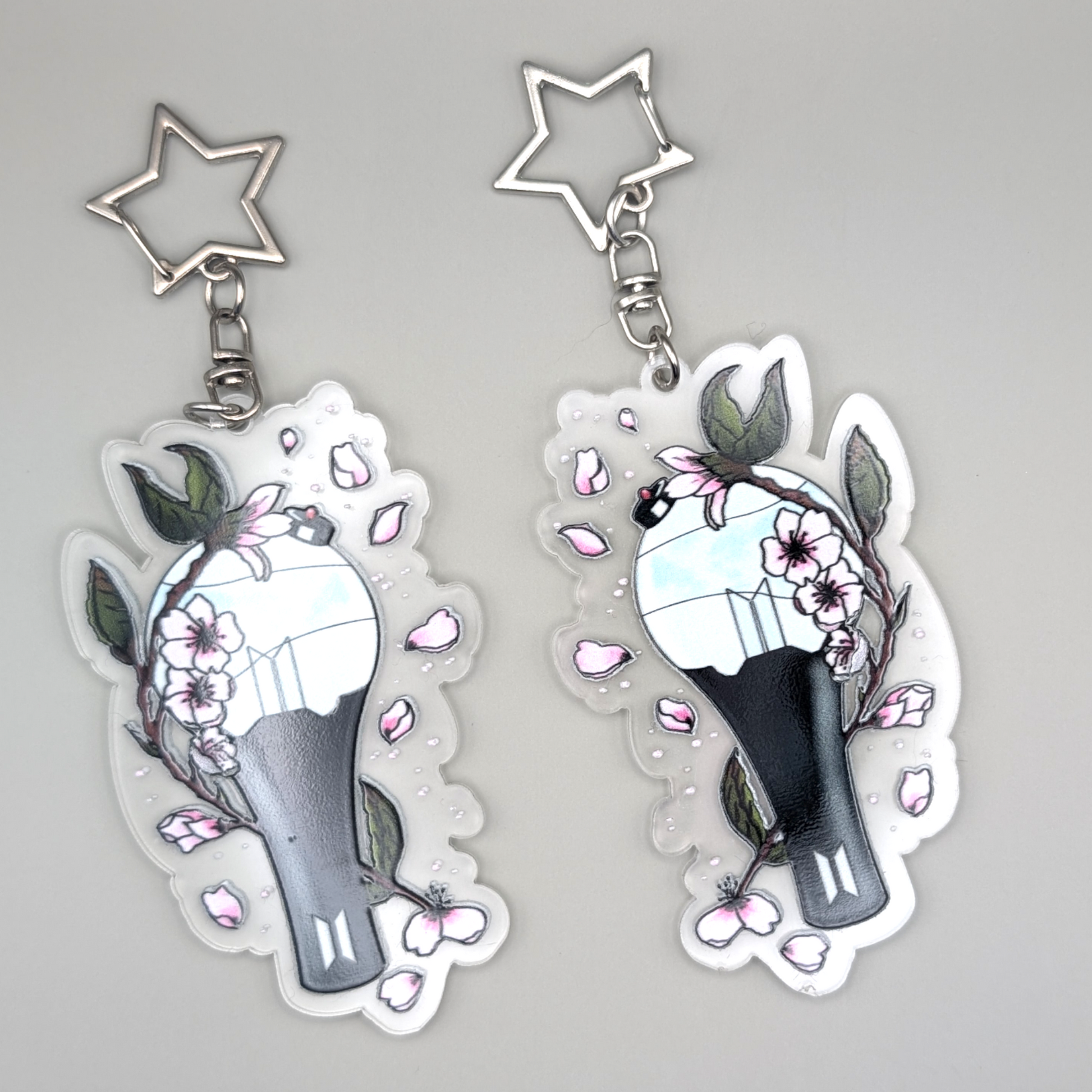 BTS Lightstick drawing with cherry blossoms, make the keychain. 